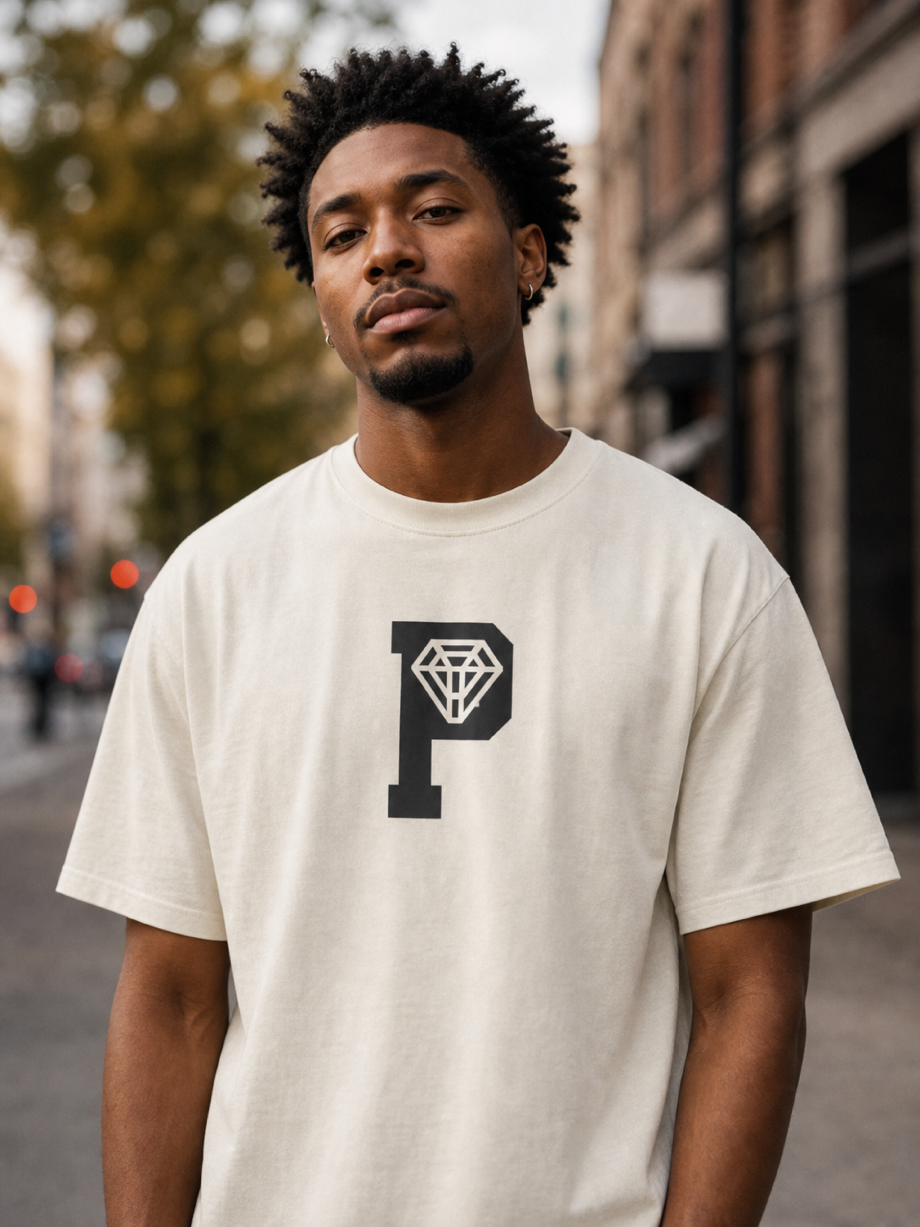 Unlimited Tee in Faded Cream front editorial lifestyle photo